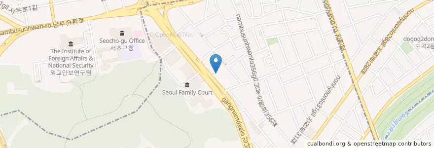 Mapa de ubicacion de Starbucks Coffee en كوريا الجنوبية, سول, 서초구, 양재1동, 양재동.