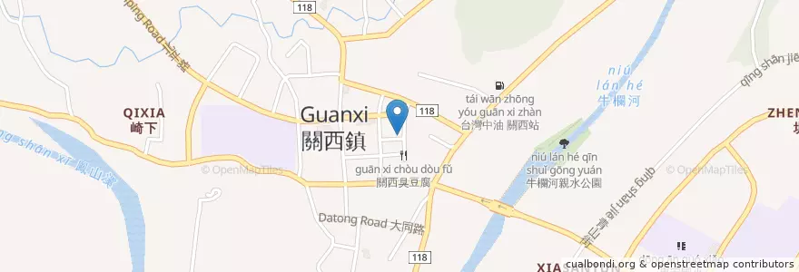 Mapa de ubicacion de 曾家牛肉麵大滷麵 en Taiwan, Provincia Di Taiwan, Contea Di Hsinchu, 關西鎮.