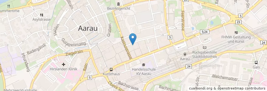 Mapa de ubicacion de Radio Argovia en Suíça, Aargau, Bezirk Aarau, Aarau.