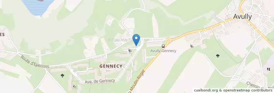 Mapa de ubicacion de Office de poste 1237 Avully en Switzerland, Geneva, Geneva, Avully.