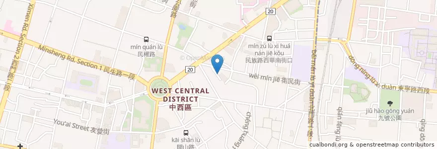 Mapa de ubicacion de 小巷裡的拾壹號 en Taiwán, 臺南市, 中西區.