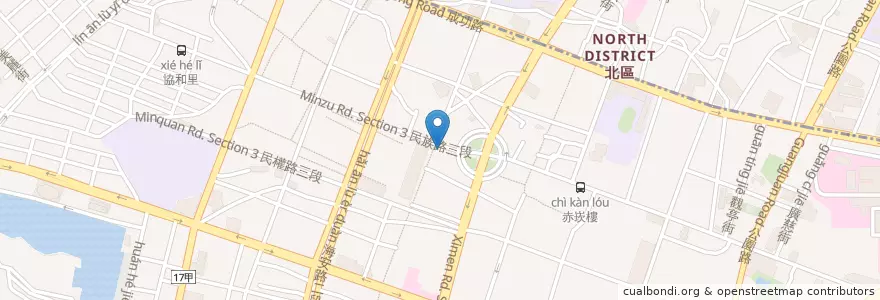 Mapa de ubicacion de 富盛號碗粿 en تايوان, تاينان, 中西區.