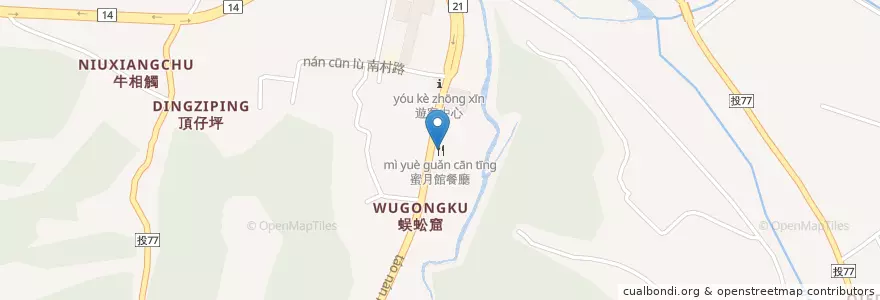 Mapa de ubicacion de 蜜月館餐廳 en تايوان, مقاطعة تايوان, مقاطعة نانتو, 埔里鎮.