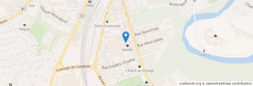 Mapa de ubicacion de Migros Restaurant en Switzerland, Fribourg, Sarine District, Fribourg - Freiburg.