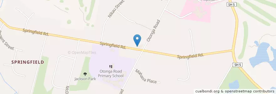 Mapa de ubicacion de Springfield Takeaways en ニュージーランド, ベイ・オブ・プレンティ, Rotorua District.
