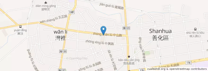 Mapa de ubicacion de 品香海苔飯捲 en تايوان, تاينان, 善化區.