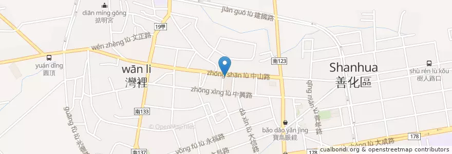 Mapa de ubicacion de 港式鴨莊 en Taïwan, Tainan, 善化區.
