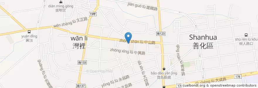 Mapa de ubicacion de 林家麵食專賣店 en تايوان, تاينان, 善化區.