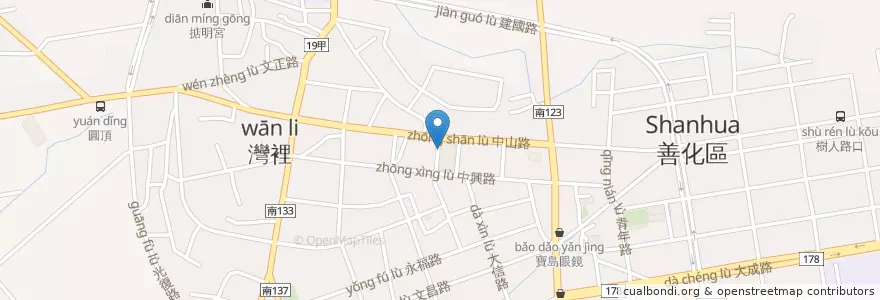Mapa de ubicacion de 善化碗粿 en تايوان, تاينان, 善化區.