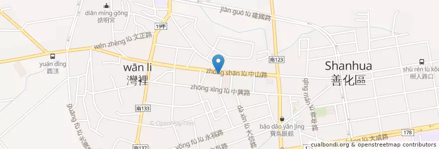 Mapa de ubicacion de 三味珍 en تايوان, تاينان, 善化區.