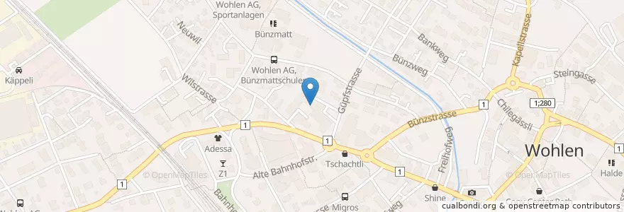 Mapa de ubicacion de Casa Güpf en Switzerland, Aargau, Bezirk Bremgarten, Wohlen.