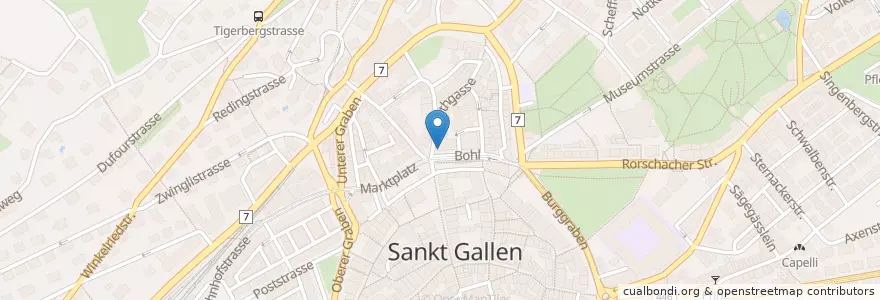 Mapa de ubicacion de Kino Scala en سوئیس, Sankt Gallen, Wahlkreis St. Gallen, St. Gallen.