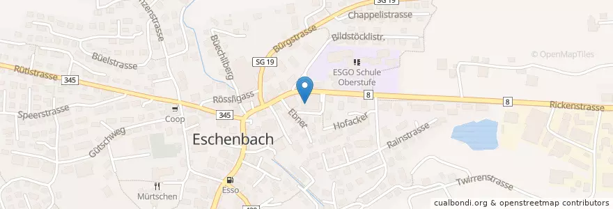 Mapa de ubicacion de Gemeindeverwaltung Eschenbach en Schweiz/Suisse/Svizzera/Svizra, Sankt Gallen, Wahlkreis See-Gaster, Eschenbach (Sg).