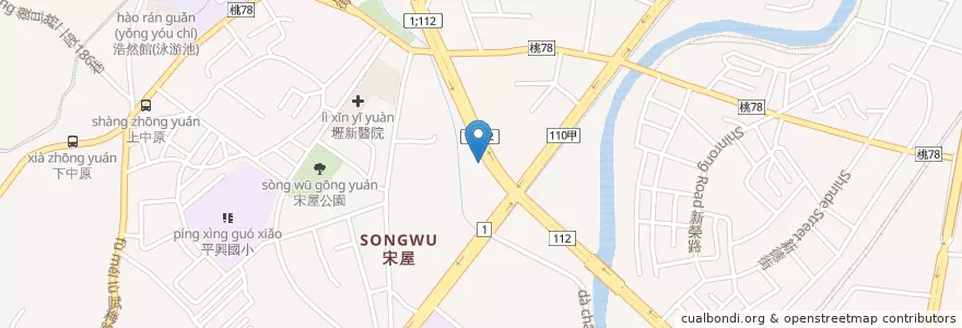 Mapa de ubicacion de 丁丁藥局 en Taiwan, Taoyuan, Pingzhen District.