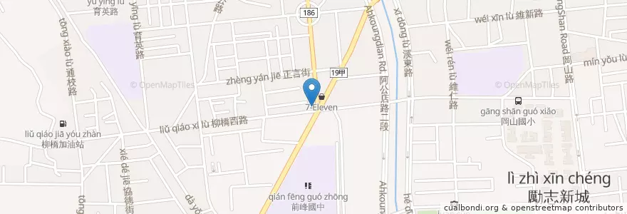 Mapa de ubicacion de 丁丁藥局 en تايوان, كاوهسيونغ, 岡山區.