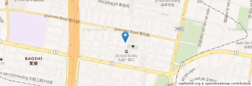 Mapa de ubicacion de 丁丁藥局 en Tayvan, Kaohsiung, 三民區.