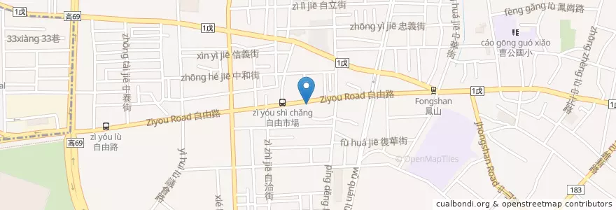 Mapa de ubicacion de 丁丁藥局 en 臺灣, 高雄市, 鳳山區.