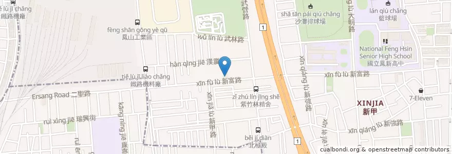 Mapa de ubicacion de 丁丁藥局 en Taiwán, Kaohsiung, 鳳山區.