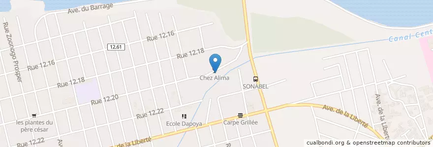 Mapa de ubicacion de Maquis Resto Le Pélican en Burkina Faso, Centre, Kadiogo, Ouagadougou.