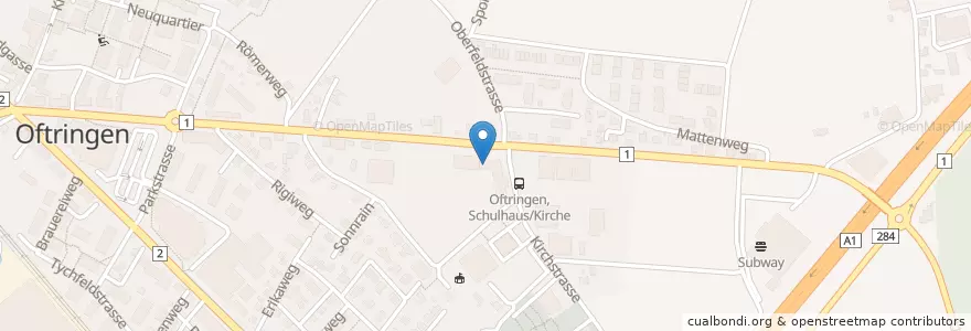 Mapa de ubicacion de Bibliothek Oftringen en Schweiz/Suisse/Svizzera/Svizra, Aargau, Bezirk Zofingen, Oftringen.
