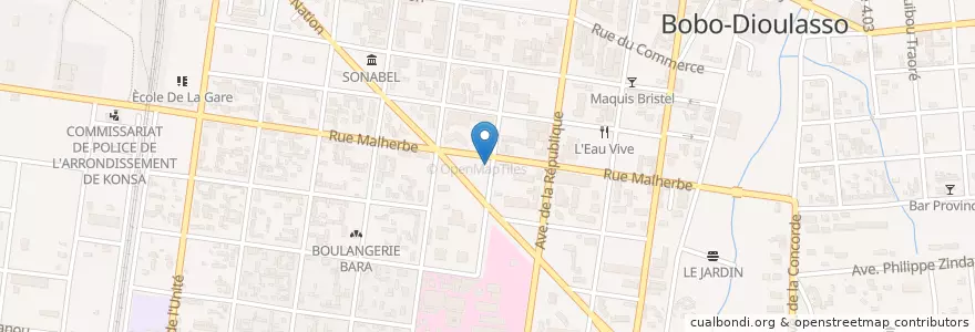 Mapa de ubicacion de Café Orléans en Буркина-Фасо, Верхние Бассейны, Уэ.
