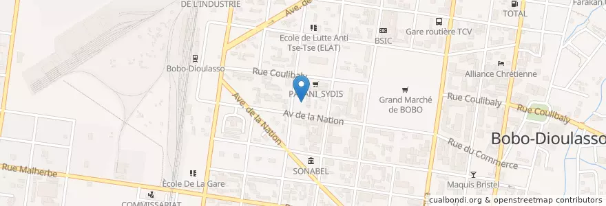 Mapa de ubicacion de Gare Rakieta en Burquina Faso, Hauts-Bassins, Houet.