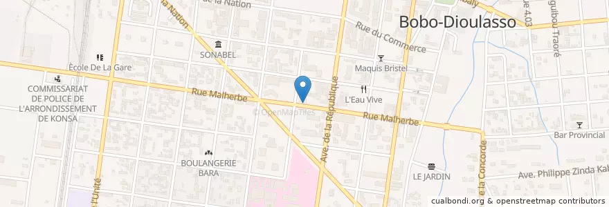 Mapa de ubicacion de Coris Banque en Burkina Faso, Obere-Becken, Houet.
