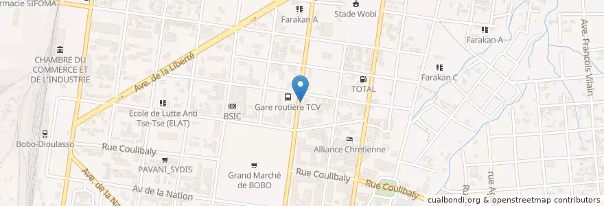 Mapa de ubicacion de Pharmacie Medine en Burquina Faso, Hauts-Bassins, Houet.