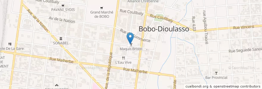 Mapa de ubicacion de Maquis Bristel en Burkina Faso, Hauts-Bassins, Houet.