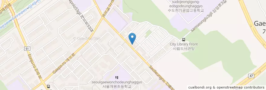 Mapa de ubicacion de 카페띠아모 en 대한민국, 서울, 강남구, 개포동, 개포1동.