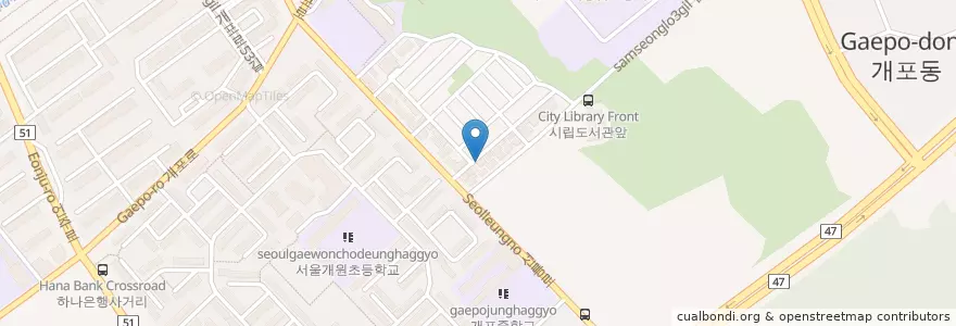 Mapa de ubicacion de 피자스쿨 개포1단지점 en 대한민국, 서울, 강남구, 개포동, 개포1동.