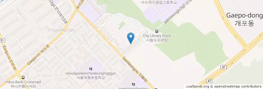 Mapa de ubicacion de 페리카나 개포2점 en 대한민국, 서울, 강남구, 개포동, 개포2동.
