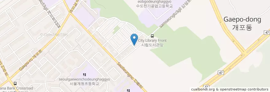 Mapa de ubicacion de 주커피 개포점 en 대한민국, 서울, 강남구, 개포동, 개포2동.