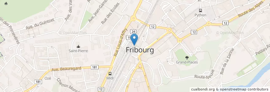 Mapa de ubicacion de Coffee & Friends en Швейцария, Фрибур, District De La Sarine, Fribourg - Freiburg.