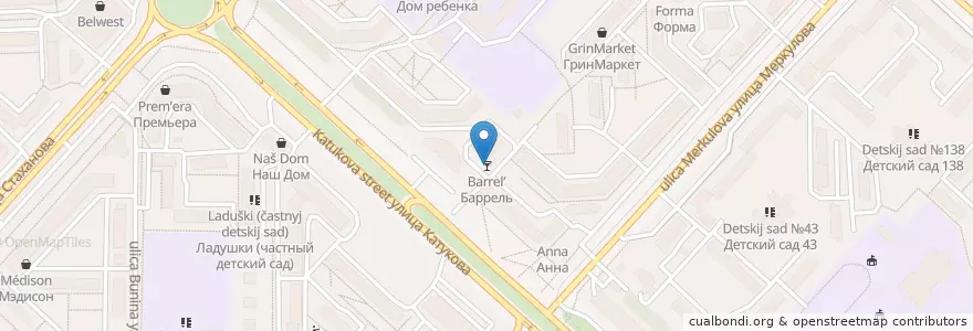 Mapa de ubicacion de Баррель en Россия, Центральный Федеральный Округ, Липецкая Область, Городской Округ Липецк.