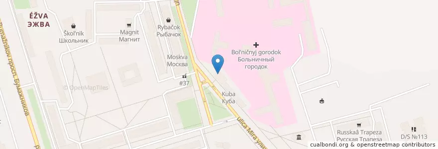 Mapa de ubicacion de Шашлычная en Russie, District Fédéral Du Nord-Ouest, République Des Komis, Городской Округ Сыктывкар.