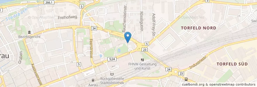 Mapa de ubicacion de Medienzentrum AKSA en Schweiz/Suisse/Svizzera/Svizra, Aargau, Bezirk Aarau, Aarau.