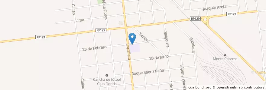 Mapa de ubicacion de Esc. Nº 89 Del Sesquic. de la Indep, Arg. en Arjantin, Corrientes, Departamento Monte Caseros, Municipio De Monte Caseros.