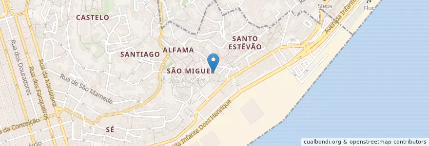Mapa de ubicacion de Roda Viva en 葡萄牙, Lisboa, Grande Lisboa, 里斯本, Santa Maria Maior.