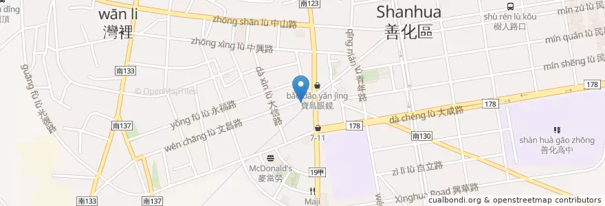 Mapa de ubicacion de 友成美食 en 臺灣, 臺南市, 善化區.
