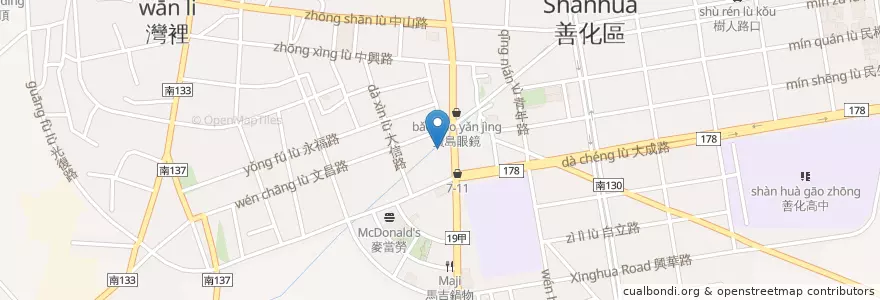 Mapa de ubicacion de 善化聖家天主堂 en Тайвань, Тайнань, 善化區.
