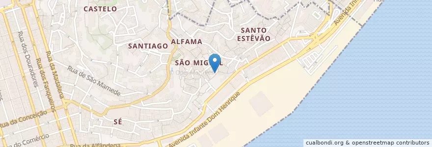 Mapa de ubicacion de Tasquinha Ginja d'Alfama en ポルトガル, Lisboa, Grande Lisboa, リスボン, Santa Maria Maior.
