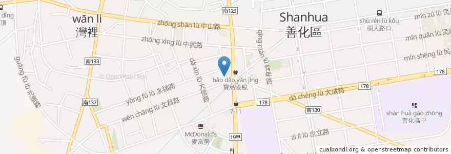 Mapa de ubicacion de 極品廣東粥 en Taiwan, Tainan, Shanhua District.