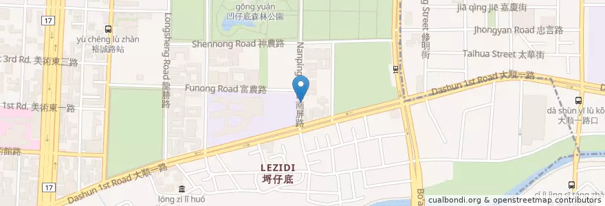 Mapa de ubicacion de 八卦海鮮餐廳 en Тайвань, Гаосюн, 鼓山區, 三民區.