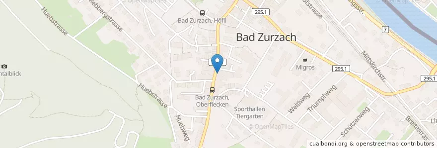 Mapa de ubicacion de Fleckenbibliothek Bad Zurzach en スイス, Aargau, Bezirk Zurzach, Bad Zurzach.