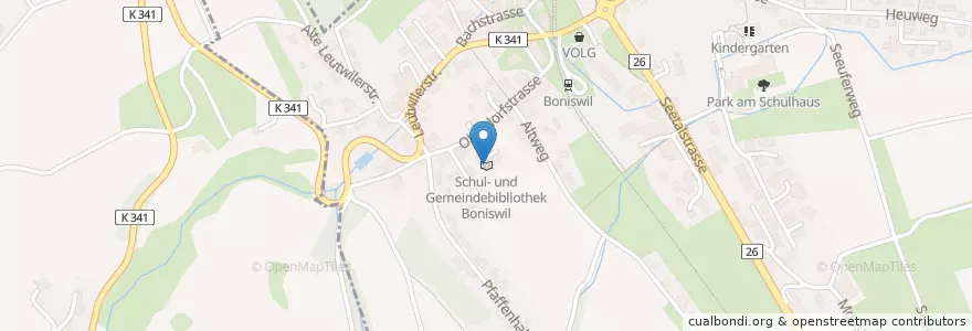 Mapa de ubicacion de Schul- und Gemeindebibliothek Boniswil en Швейцария, Аргау, Bezirk Lenzburg, Bezirk Kulm, Boniswil.