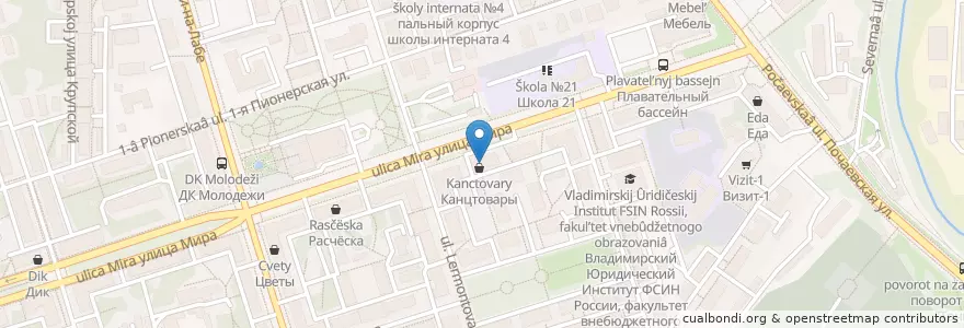 Mapa de ubicacion de Бистро en Rusland, Centraal Federaal District, Владимирская Область, Городской Округ Владимир.