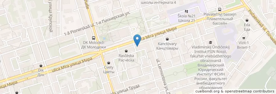 Mapa de ubicacion de Пицца Микс en Rússia, Distrito Federal Central, Владимирская Область, Городской Округ Владимир.