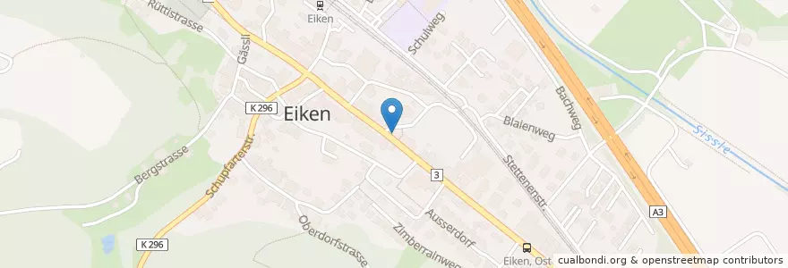 Mapa de ubicacion de Bibliothek Eiken-Münchwilen-Sisseln en Schweiz/Suisse/Svizzera/Svizra, Aargau, Bezirk Laufenburg, Eiken.