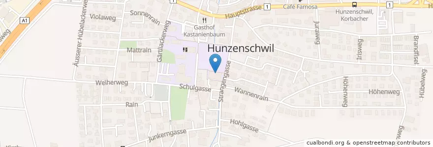 Mapa de ubicacion de Gemeindebibliothek Hunzenschwil en Svizzera, Argovia, Bezirk Lenzburg, Hunzenschwil.